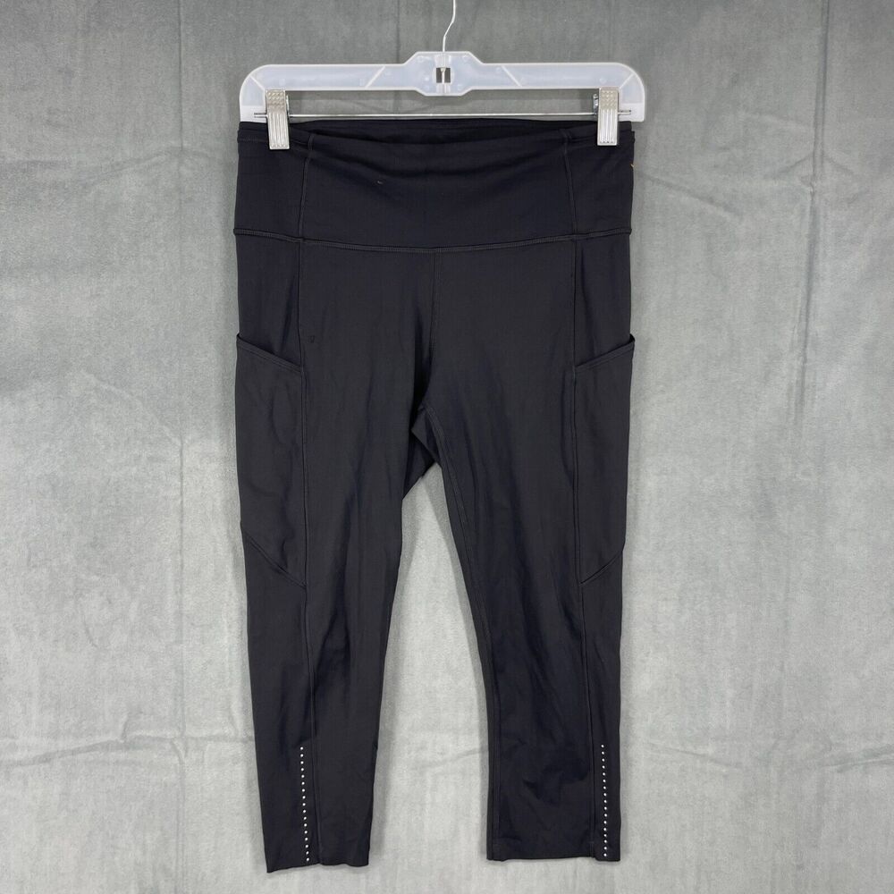 Lululemon Training Leggings Womens 8 Black Cropped Pull On Wear High Rise Pocket